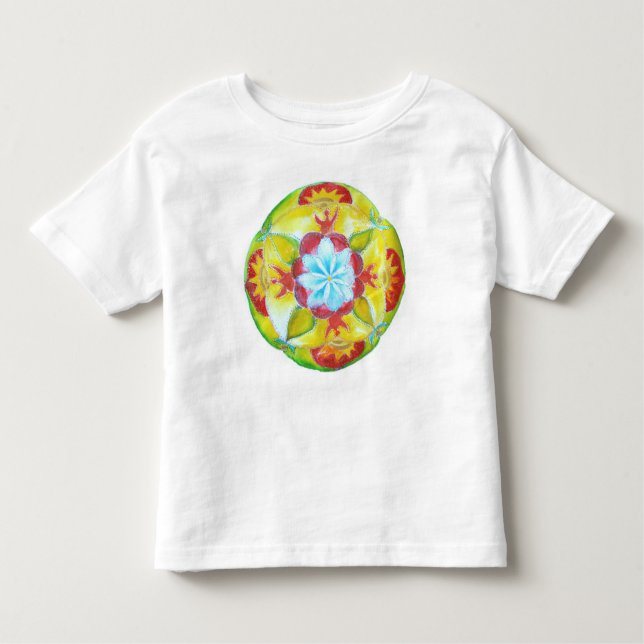 T-shirt Pour Les Tous Petits Mandala, Yellow Round main peint Mandala (Devant)