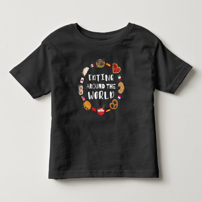 T-shirt Pour Les Tous Petits Manger dans le monde entier (Devant)