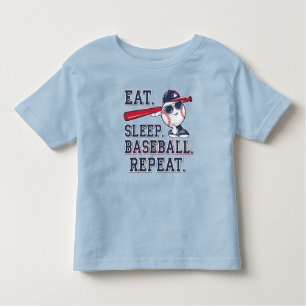 T-shirt Pour Les Tous Petits Manger. Dormir. Balle de baseball. RépéterT-shirt