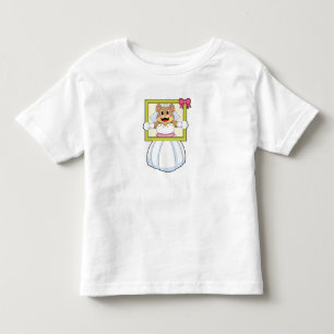 T-shirt Pour Les Tous Petits Mariée Ourse avec robe de mariée & cadre photo.p