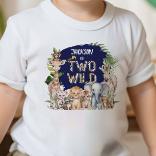T-shirt Pour Les Tous Petits Marine Blue Safari Deux jungle sauvage 2e annivers