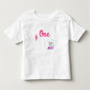 T-shirt Pour Les Tous Petits Marionnette dans le bain un an fille Anniversaire