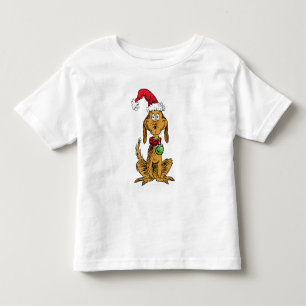 T-shirt Pour Les Tous Petits Max le chien avec un chapeau de Père Noël