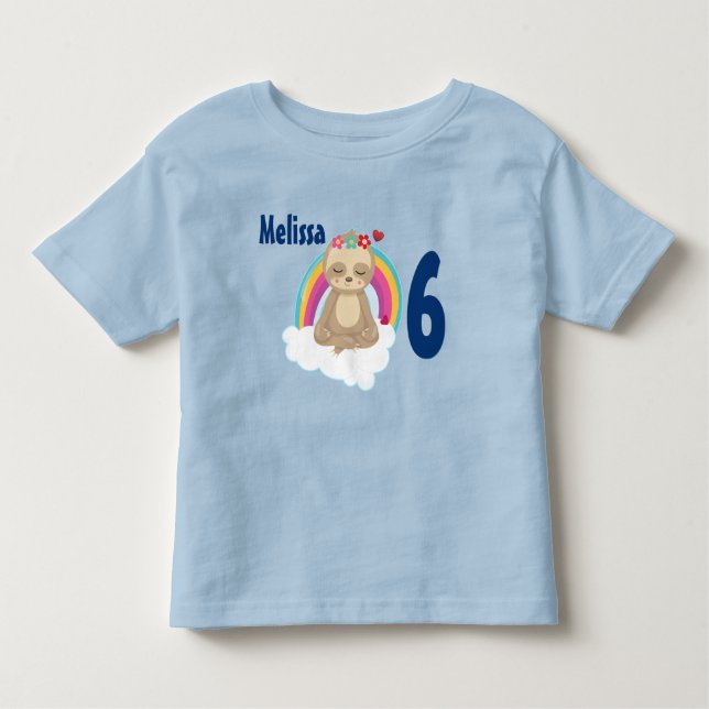 T-shirt Pour Les Tous Petits Méditant Brown Sloth mignonne Cartoon Anniversaire (Devant)