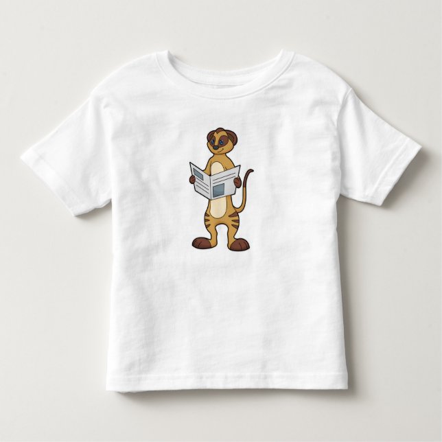 T-shirt Pour Les Tous Petits Meerkat à la lecture d'un journal (Devant)