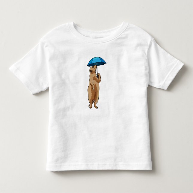 T-shirt Pour Les Tous Petits Meerkat avec parapluie (Devant)