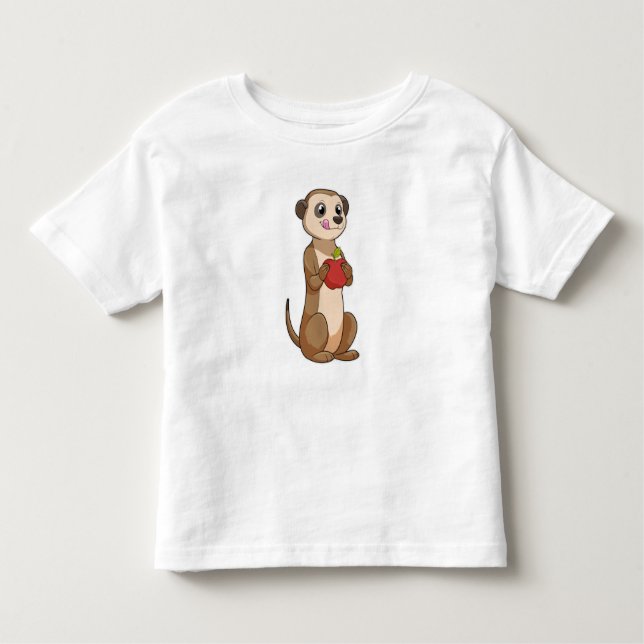 T-shirt Pour Les Tous Petits Meerkat avec pomme (Devant)