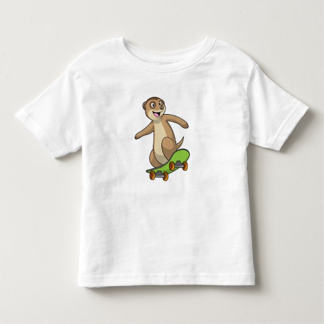 T-shirt Pour Les Tous Petits Meerkat comme Patineur avec Skateboard (Devant)