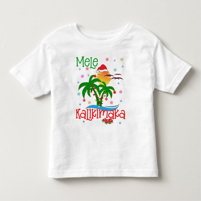 T-shirt Pour Les Tous Petits Mele Kalikimaka Hawaiian Joyeux Noël Aloha  (Devant)