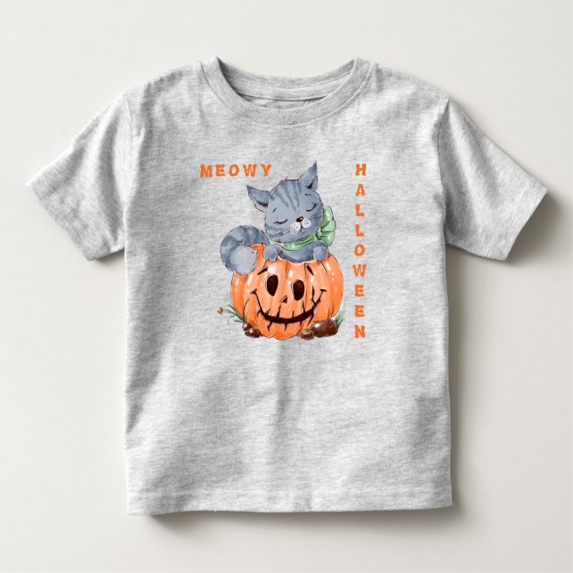 T-shirt Pour Les Tous Petits Meowy Jack o' Lantern Kitten Halloween (Devant)