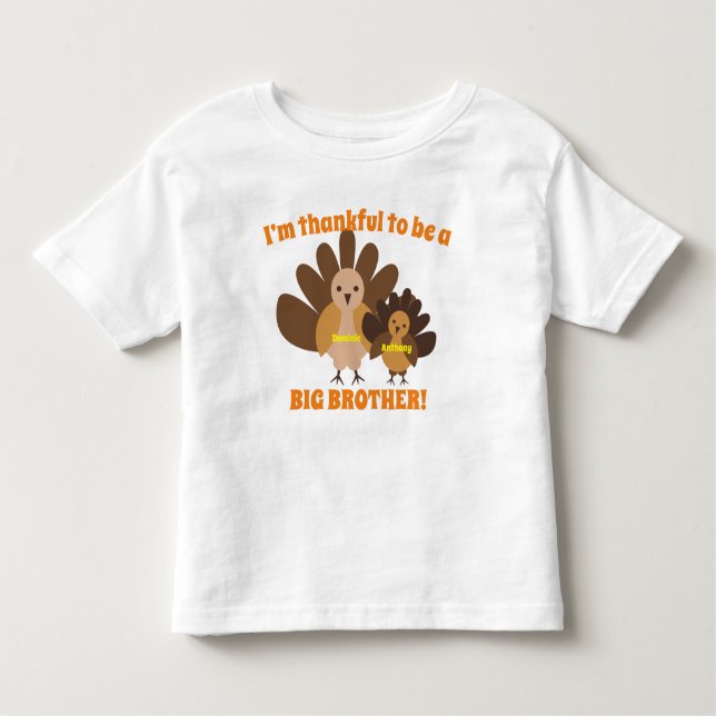 T-shirt Pour Les Tous Petits Merci d'être un grand Frère Turkeys (Devant)