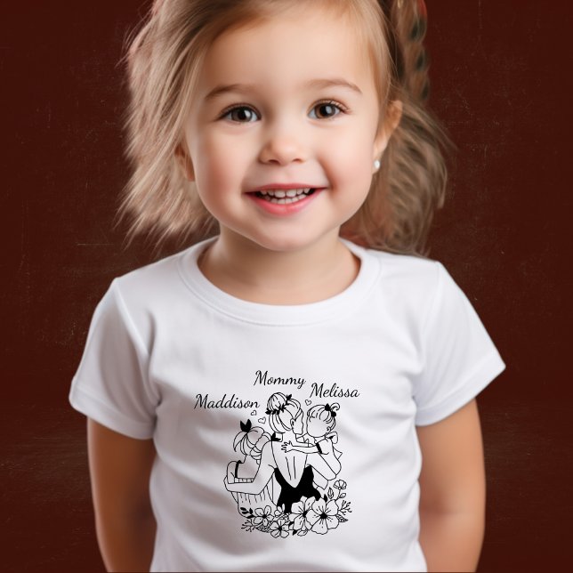 T-shirt Pour Les Tous Petits Mère Et Filles Alignent L'Art Avec Les Noms (Créateur téléchargé)