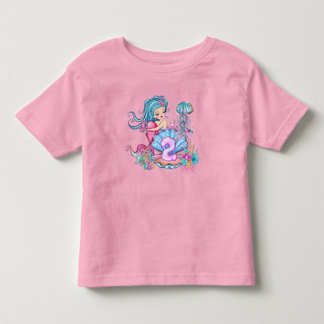 T-shirt Pour Les Tous Petits Mermaid 2e anniversaire Modifier Modifier le texte (Devant)