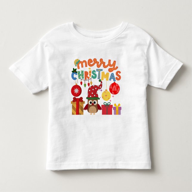 T-SHIRT POUR LES TOUS PETITS MERRY CHRISTMAS PRÉSENTE DES LUMIÈRES PÈRE NOËL RÉ (Devant)