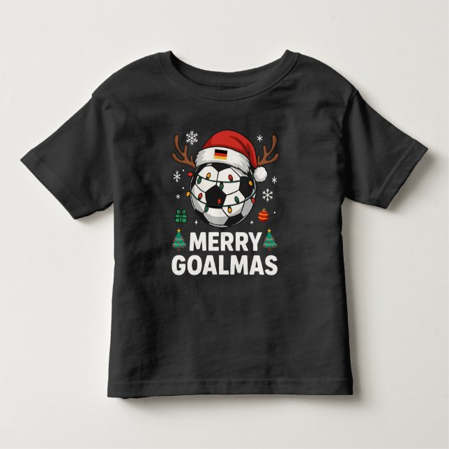 T-shirt Pour Les Tous Petits Merry Goalmas - Funny Soccer Christmas (Devant)