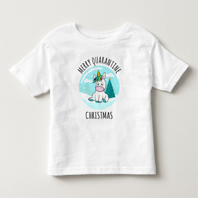 T-shirt Pour Les Tous Petits Merry Quarantine Christmas Unicorn (Devant)