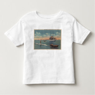 T-shirt Pour Les Tous Petits Miami, FL - scène de ski d'eau, bateau en bois