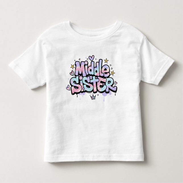 T-shirt Pour Les Tous Petits Middle Sister Shirt Cute Pastel Kids Tee (Devant)