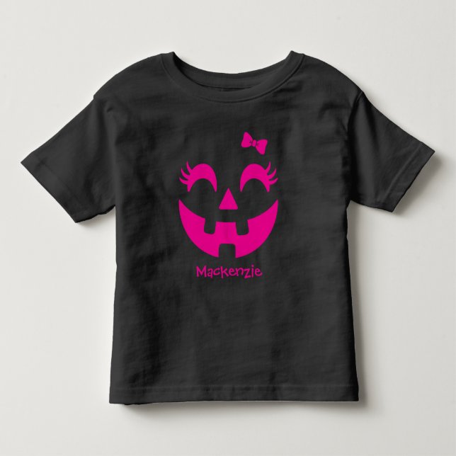T-shirt Pour Les Tous Petits Mignon Citrouille d'Halloween Personnalisée (Devant)