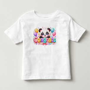 T-shirt Pour Les Tous Petits Mignon Kawaii Félicitations Panda Nom Pastel Rose 