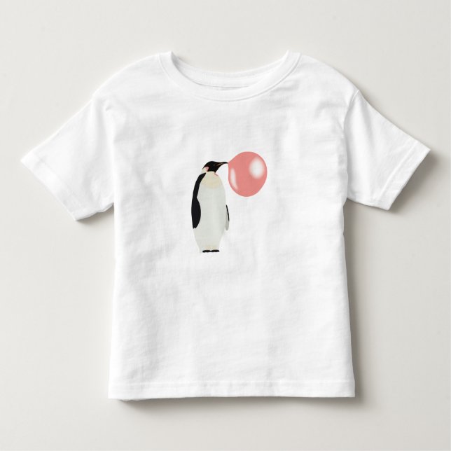 T-shirt Pour Les Tous Petits Mignon manchot gomme à bulles soufflant une bulle (Devant)