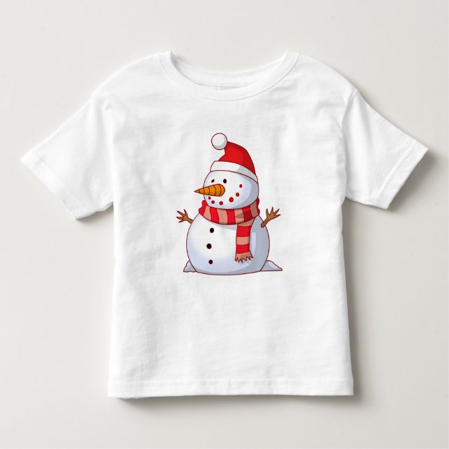 T-shirt Pour Les Tous Petits Mignonne bonhomme de neige de Noël (Devant)