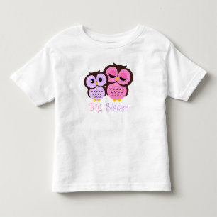 T-shirt Pour Les Tous Petits Mignonne grande sœur hiboux roses et violets