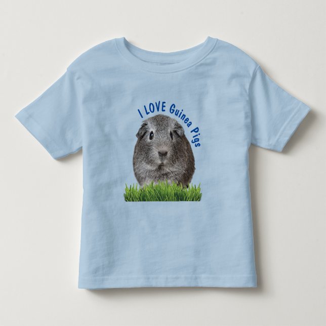 T-shirt Pour Les Tous Petits Mignonne I LOVE Guinée Pigs Bleu Texte personnalis (Devant)