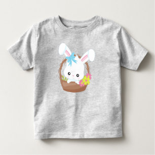 T-shirt Pour Les Tous Petits Mignonne lapin, Lapin Blanc, Lapin, Fleurs, Panier