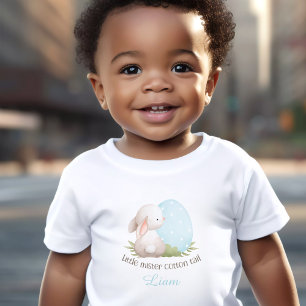 T-shirt Pour Les Tous Petits Mignonne lapin Pâques Nom personnalisé Bleu garçon