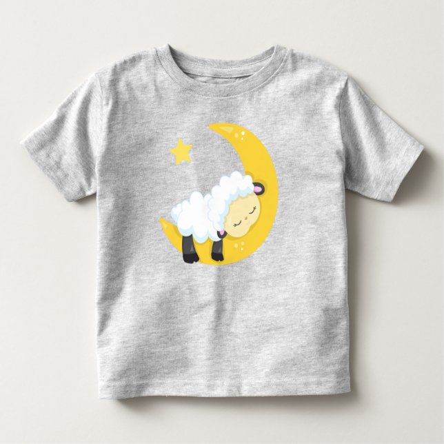 T-shirt Pour Les Tous Petits Mignonne Mouton, Mouton Dormant, Lune, Étoiles, So (Devant)
