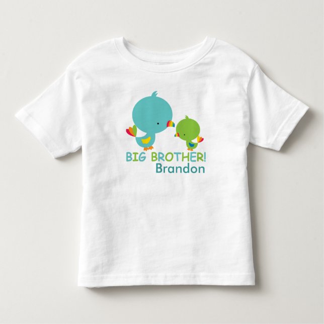 T-shirt Pour Les Tous Petits Mignonne Oiseaux Big Brother Toddler Fine Jersey T (Devant)