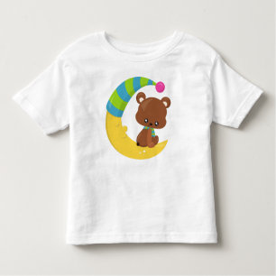 T-shirt Pour Les Tous Petits Mignonne Ours, Ours Sur La Lune, Ours Avec Écharpe