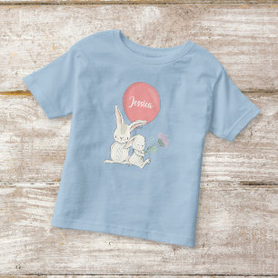 T-shirt Pour Les Tous Petits Mignonne petite fille lapin avec nom