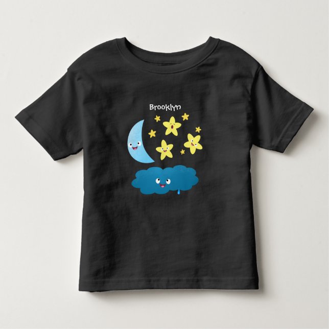 T-shirt Pour Les Tous Petits Mignons étoiles chantant, lune et bande dessinée d (Devant)
