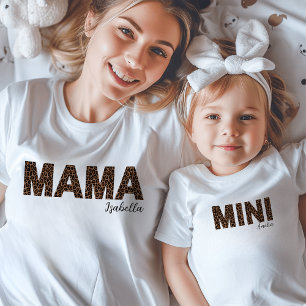 T-shirt Pour Les Tous Petits Mini   Empreinte de léopard à la mode maman et moi