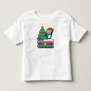 T-shirt Pour Les Tous Petits Mini Pingouin Tailleuse d'Arbre Décorant un Arbre