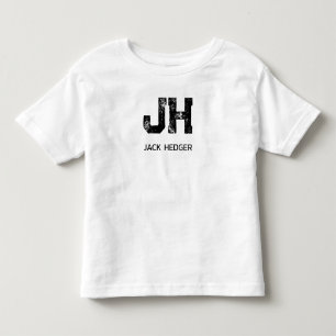 T-SHIRT POUR LES TOUS PETITS MINIMALISTE NOIR MONOGRAMME À DEUX LETTRES NOM BLA