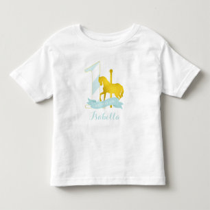 T-shirt Pour Les Tous Petits Mint Carousel Horse Fille d'Anniversaire