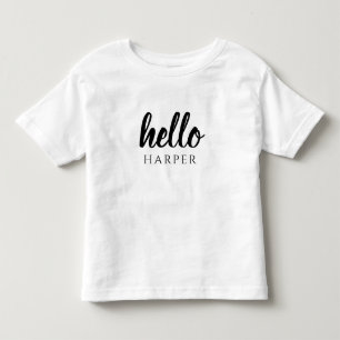T-shirt Pour Les Tous Petits Moderne Minimaliste Noir Et Blanc Bonjour Et Votre