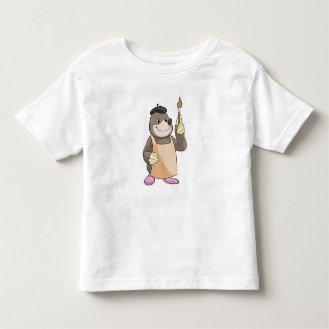 T-shirt Pour Les Tous Petits Mole comme Peintre avec pinceau (Devant)