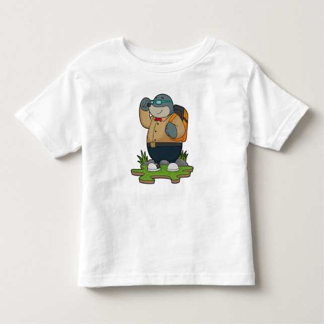 T-shirt Pour Les Tous Petits Mole comme randonneur avec sac à dos (Devant)