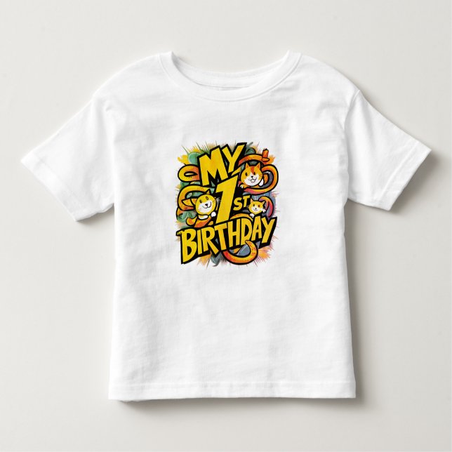 T-shirt Pour Les Tous Petits Mon 1er Anniversaire Avec Chats (Devant)