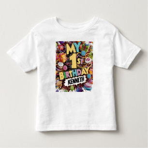 T-shirt Pour Les Tous Petits Mon 1Er Anniversaire Gâteau Et Ballons
