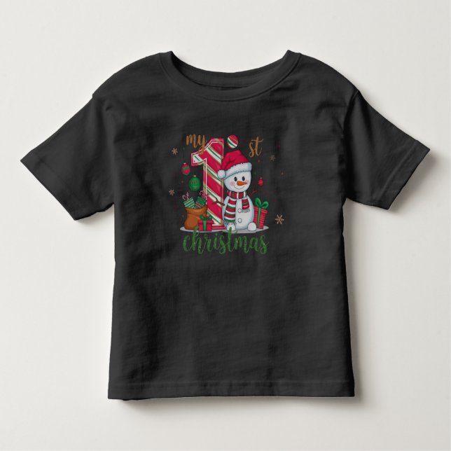 T-shirt Pour Les Tous Petits Mon 1er Bonhomme de Neige de Noël (Devant)