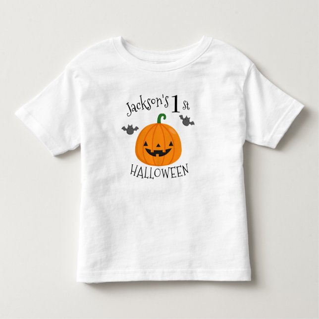 T-shirt Pour Les Tous Petits Mon 1er Citrouille d'Halloween personnalisé (Devant)