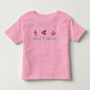 T-shirt Pour Les Tous Petits Mon 1er Citrouille rose Halloween personnalisé