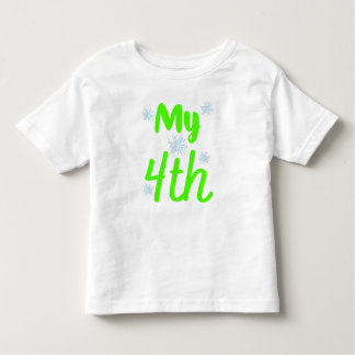 T-shirt Pour Les Tous Petits Mon 4ème anniversaire vert vif