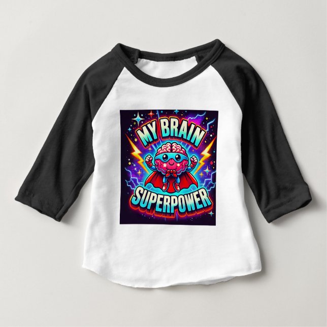 T-shirt Pour Les Tous Petits Mon cerveau est la superpuissance ✨ (Devant)