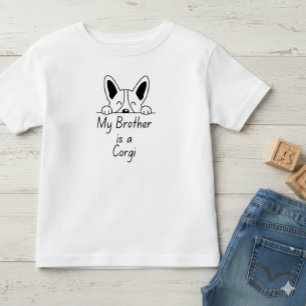T-shirt Pour Les Tous Petits 'Mon frère est un Corgi' Famille aimant les chiens
